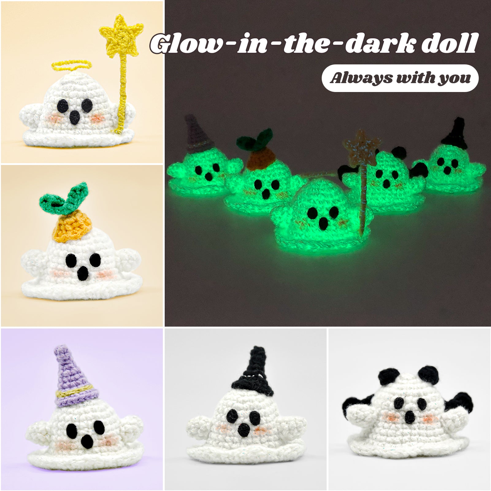 Glow-in-the-dark ghost crochet hooks