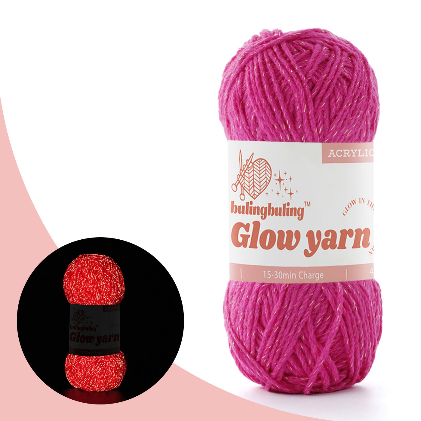 Glow-in-the-Dark Metallic Yarn - Premium Quality for Crochet & Knitting - 40 Colors
