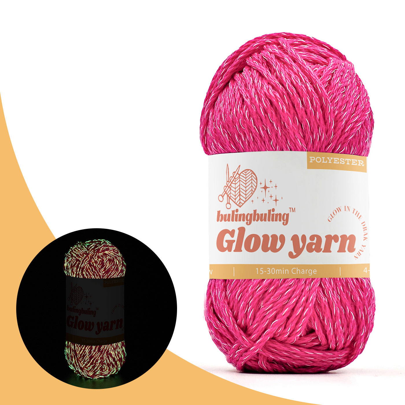High Brightness Polyester Glow-in-the-Dark Yarn - 34 color
