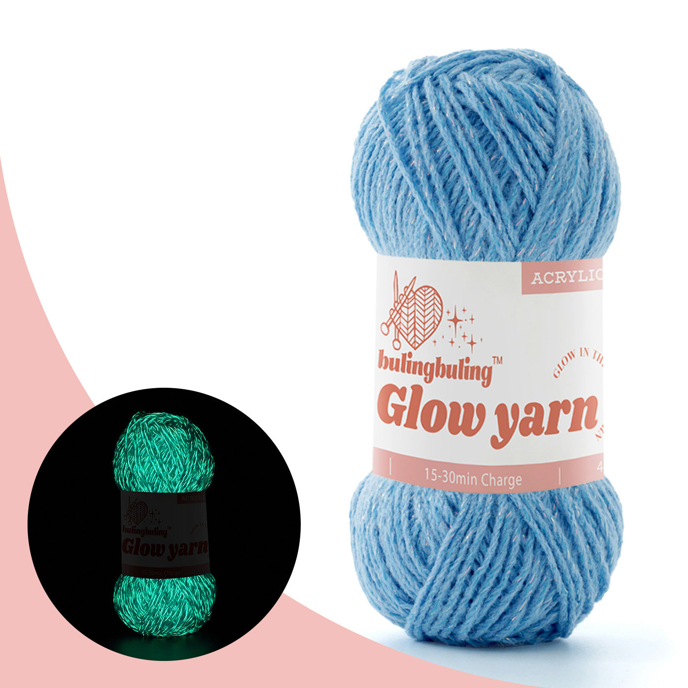 Glow-in-the-Dark Metallic Yarn - Premium Quality for Crochet & Knitting - 40 Colors
