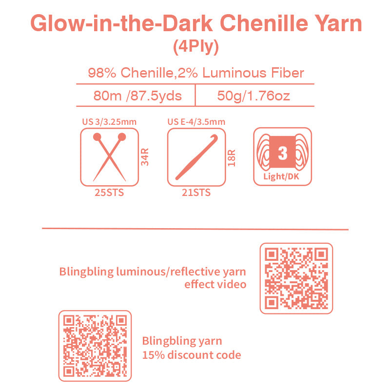 Lime Green Glow in the Dark Chenille Yarn - View 4