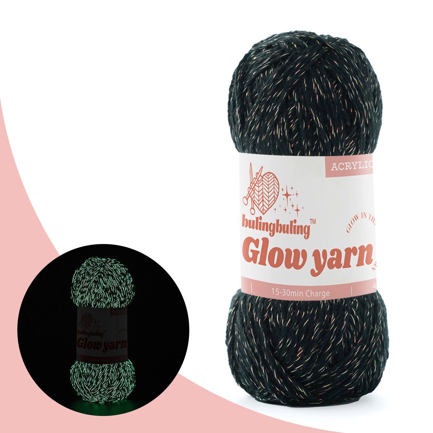 Glow-in-the-Dark Metallic Yarn - Premium Quality for Crochet & Knitting - 40 Colors