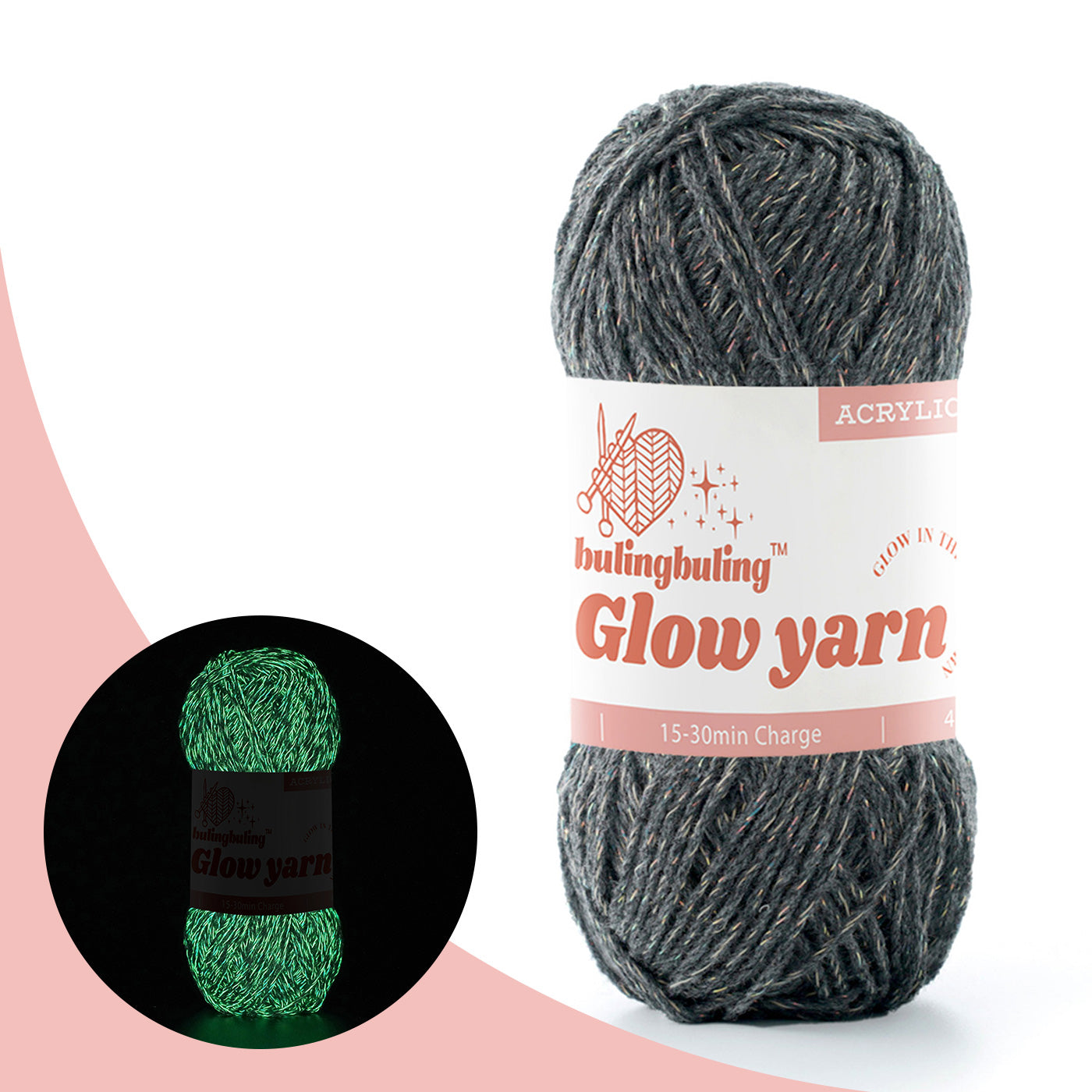 Glow-in-the-Dark Metallic Yarn - Premium Quality for Crochet & Knitting - 40 Colors