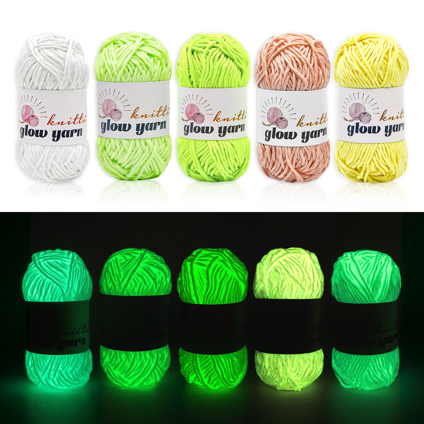Traditional  High Brightness  Glow-in-the-Dark Yarn(11 color package)