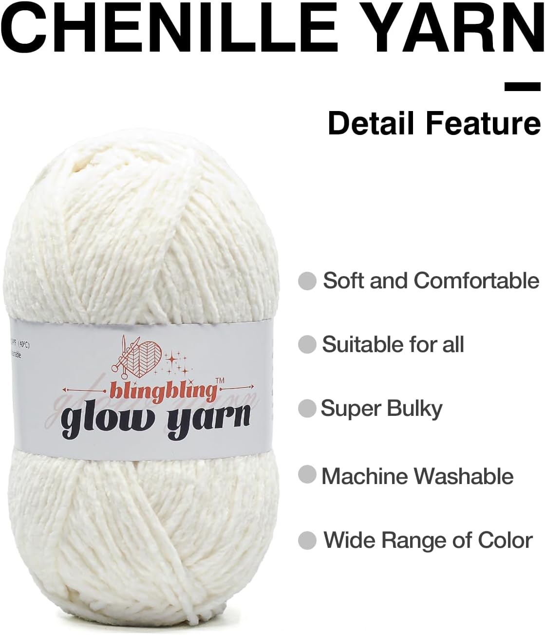 Premium Glow-in-the-Dark Chenille Yarn(41 colors)