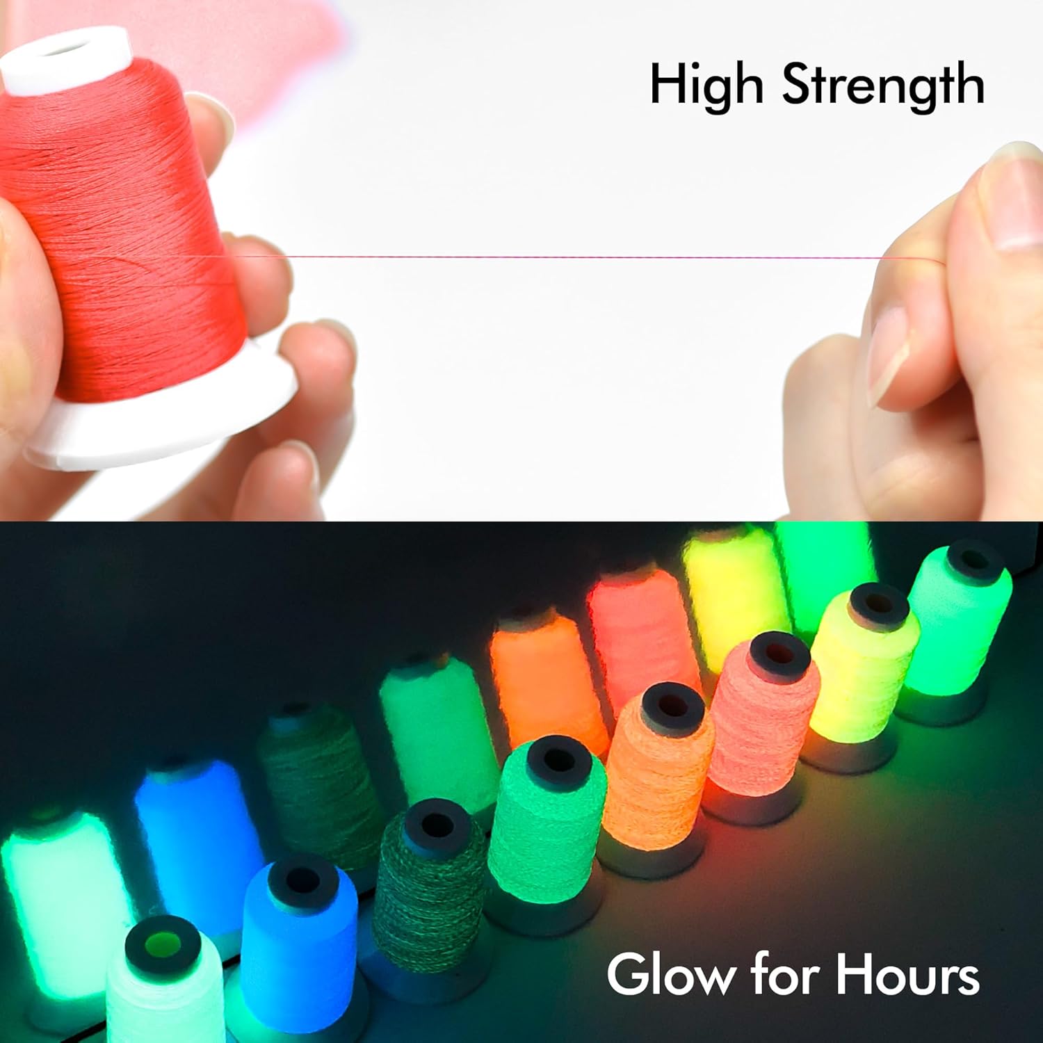 Glow in the Dark Embroidery Thread Set - 12 Colors for Creative Sewing Projects (300M)