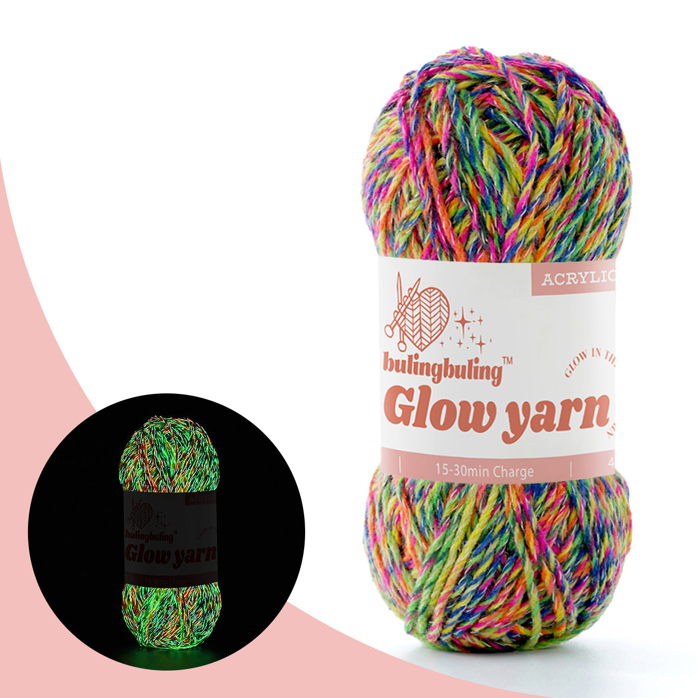 Glow in the Dark Rainbow Twist Yarn for Crochet - 6 colors