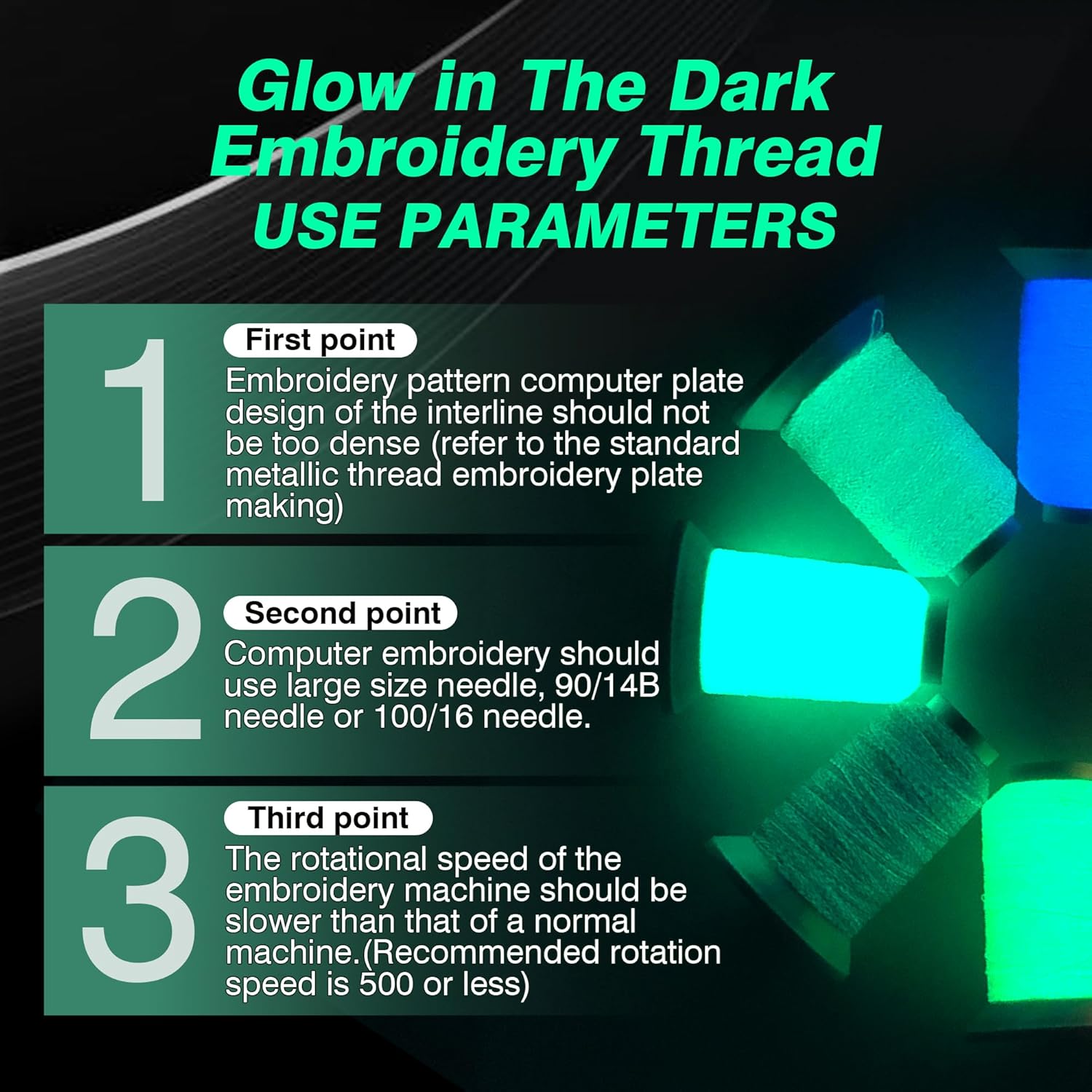 Glow in the Dark Embroidery Thread Set - 12 Colors for Creative Sewing Projects (300M)