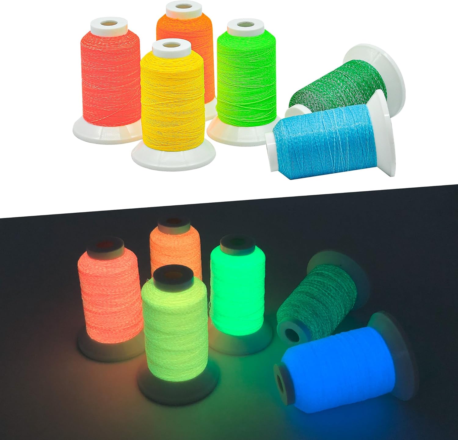 Glow in the Dark Embroidery Thread Set - 12 Colors for Creative Sewing Projects (300M)