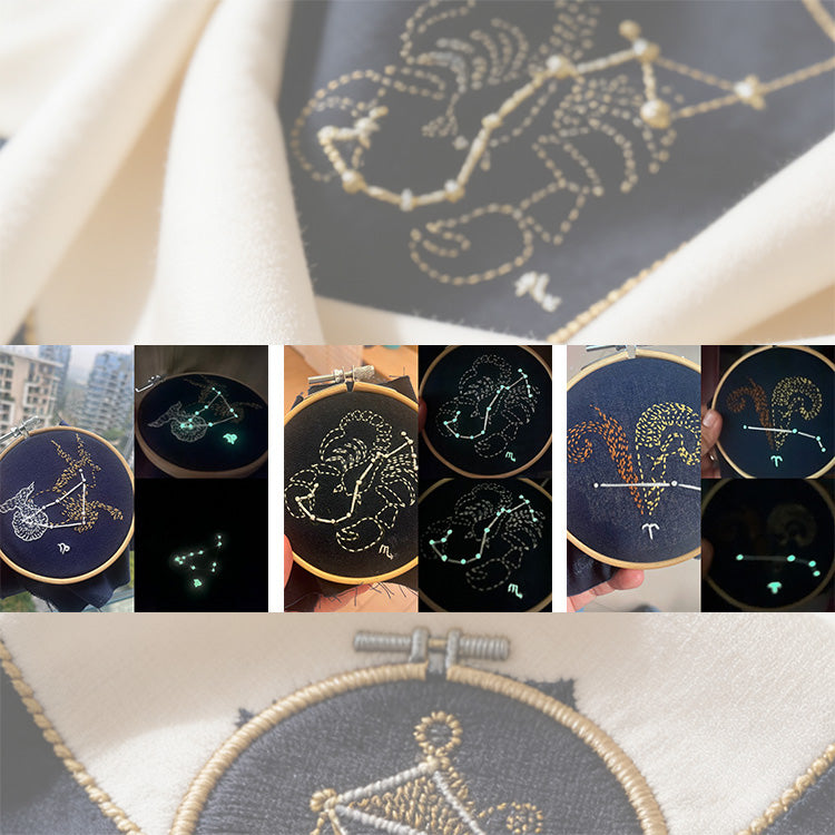 12 Constellation Luminous Sashiko Embroidery Kit | Create Starry Ambiance Even as a Beginner