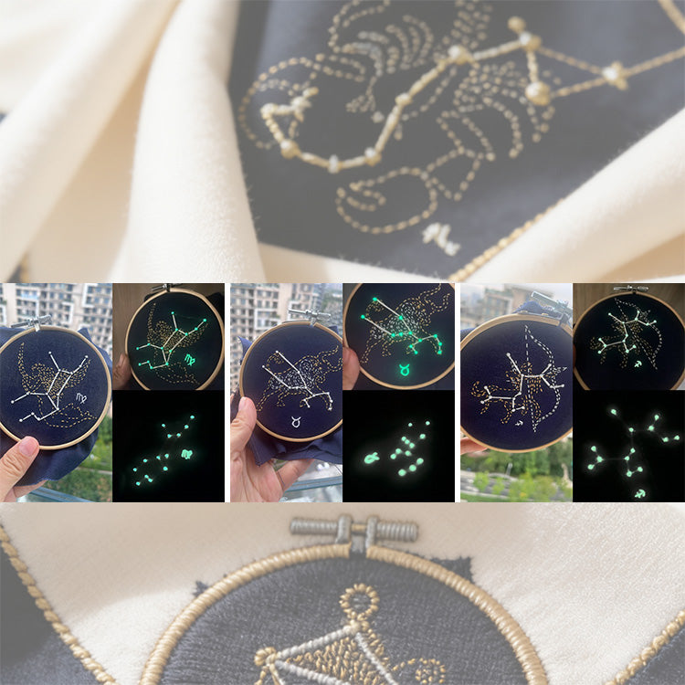 12 Constellation Luminous Sashiko Embroidery Kit | Create Starry Ambiance Even as a Beginner