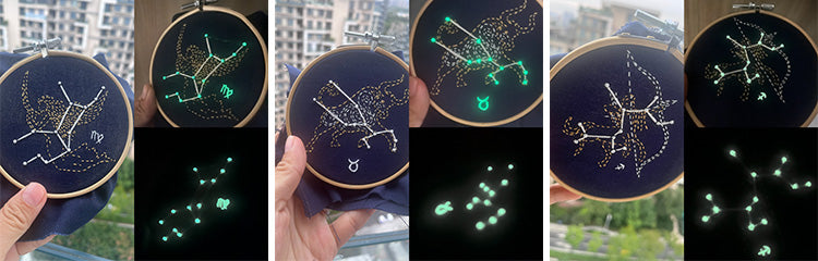 12 Constellation Luminous Sashiko Embroidery Kit | Create Starry Ambiance Even as a Beginner