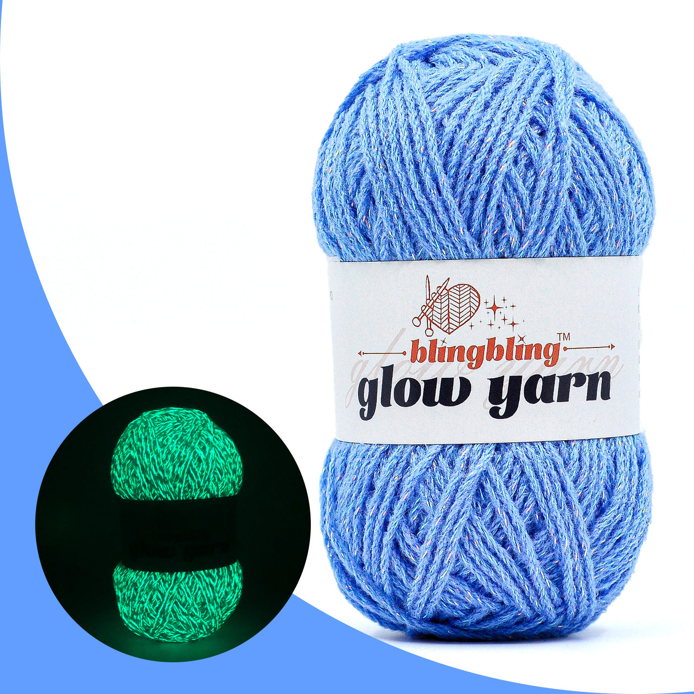 Glow-in-the-Dark Metallic Yarn - Premium Quality for Crochet & Knitting(40 Colors)