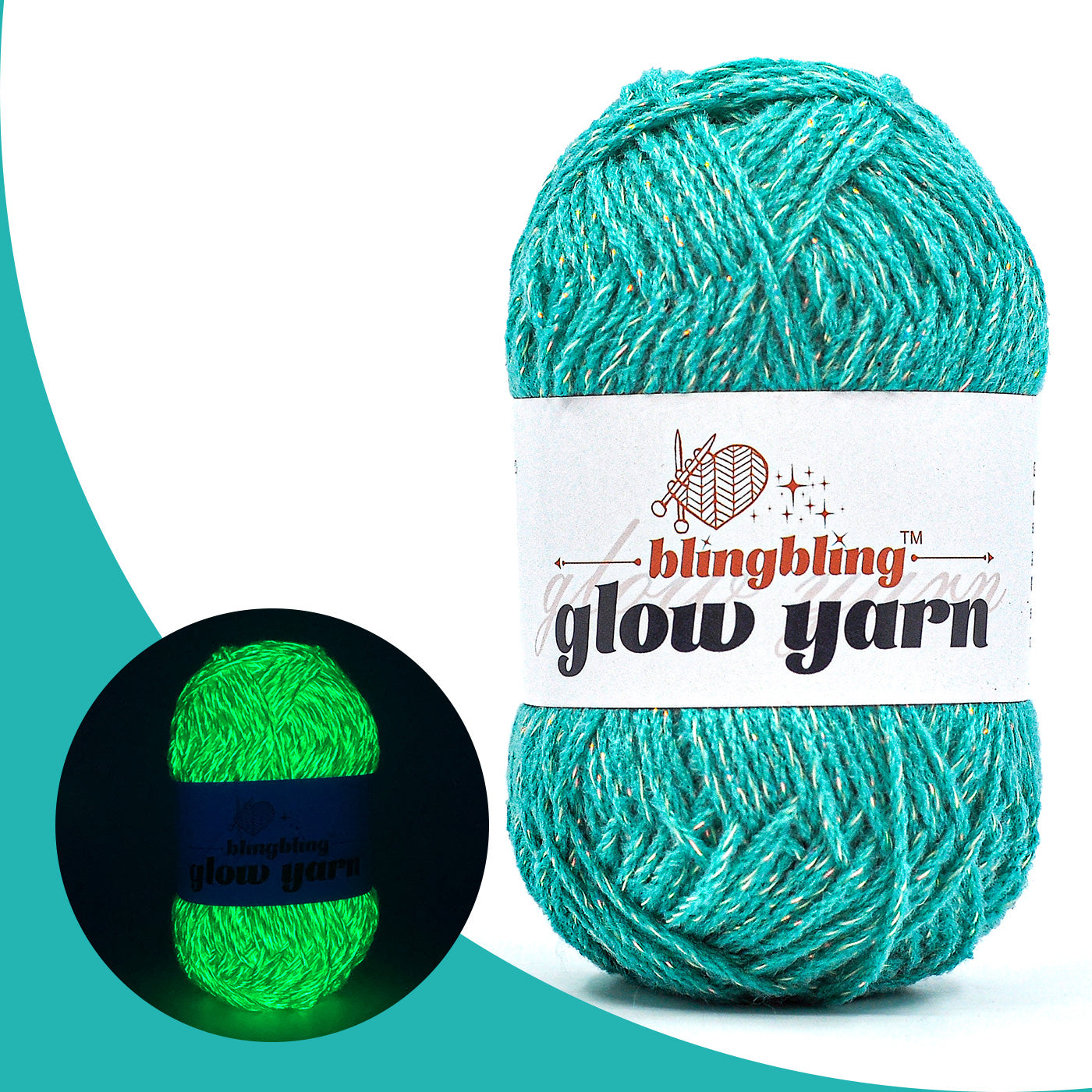 Glow-in-the-Dark Metallic Yarn - Premium Quality for Crochet & Knitting(40 Colors)