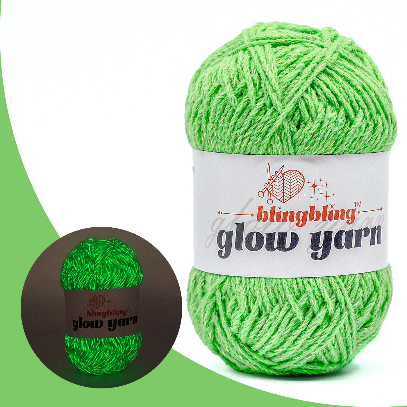 Glow-in-the-Dark Metallic Yarn - Premium Quality for Crochet & Knitting(40 Colors)