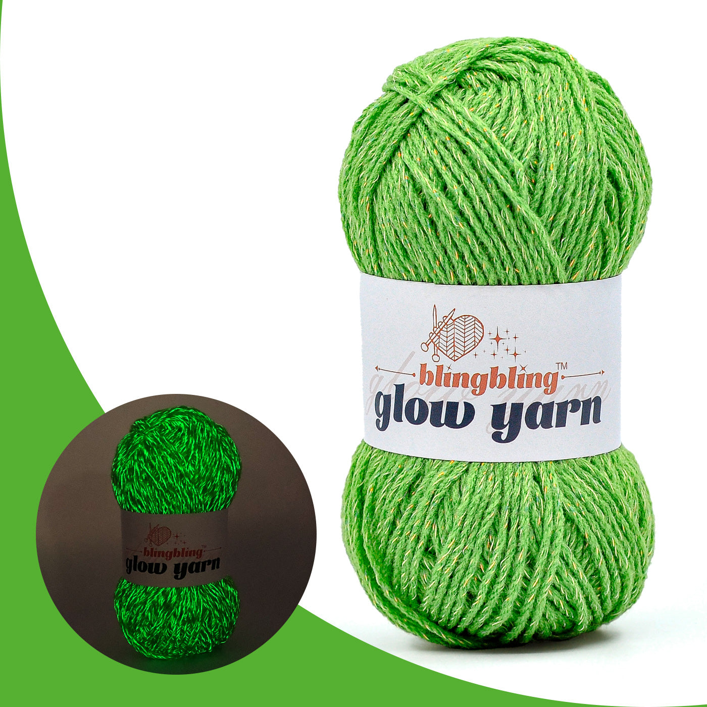Glow-in-the-Dark Metallic Yarn - Premium Quality for Crochet & Knitting(40 Colors)