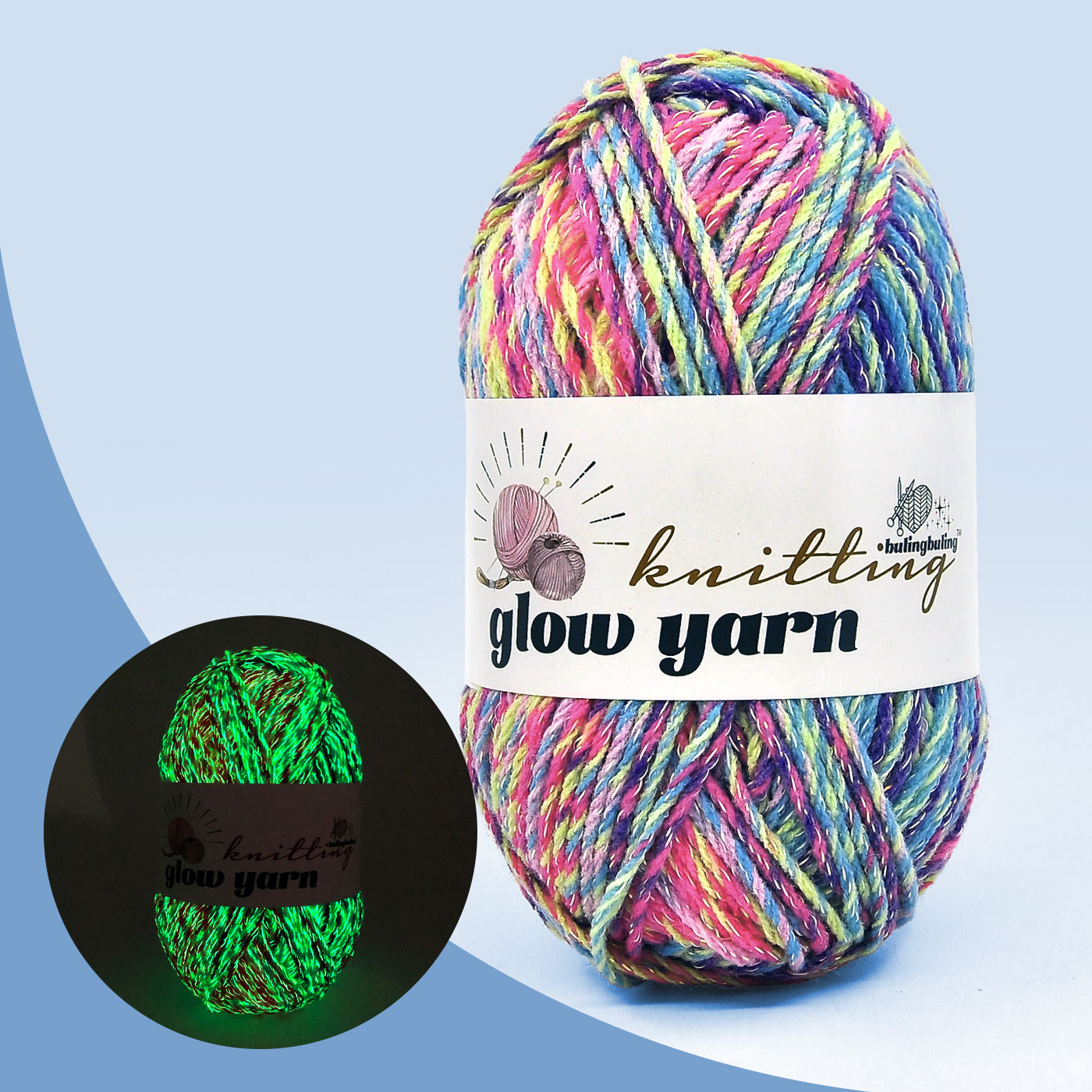 Glow in the Dark Rainbow Twist Yarn for Crochet(6 colors)