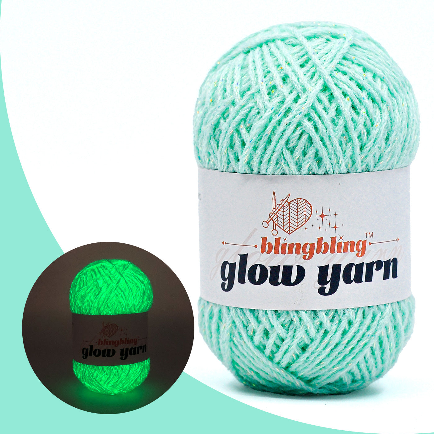 Glow-in-the-Dark Metallic Yarn - Premium Quality for Crochet & Knitting(40 Colors)