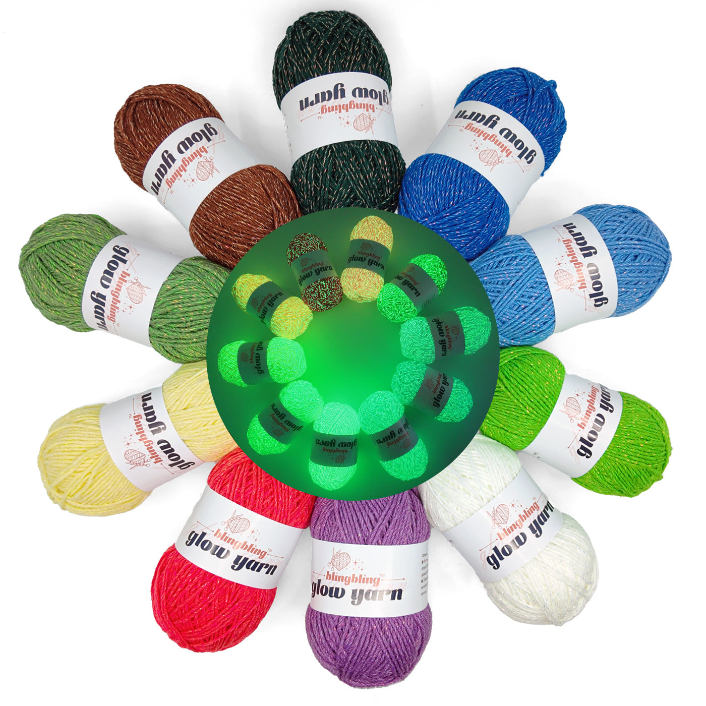 Glow-in-the-Dark Metallic Yarn - Premium Quality for Crochet & Knitting(40 Colors)