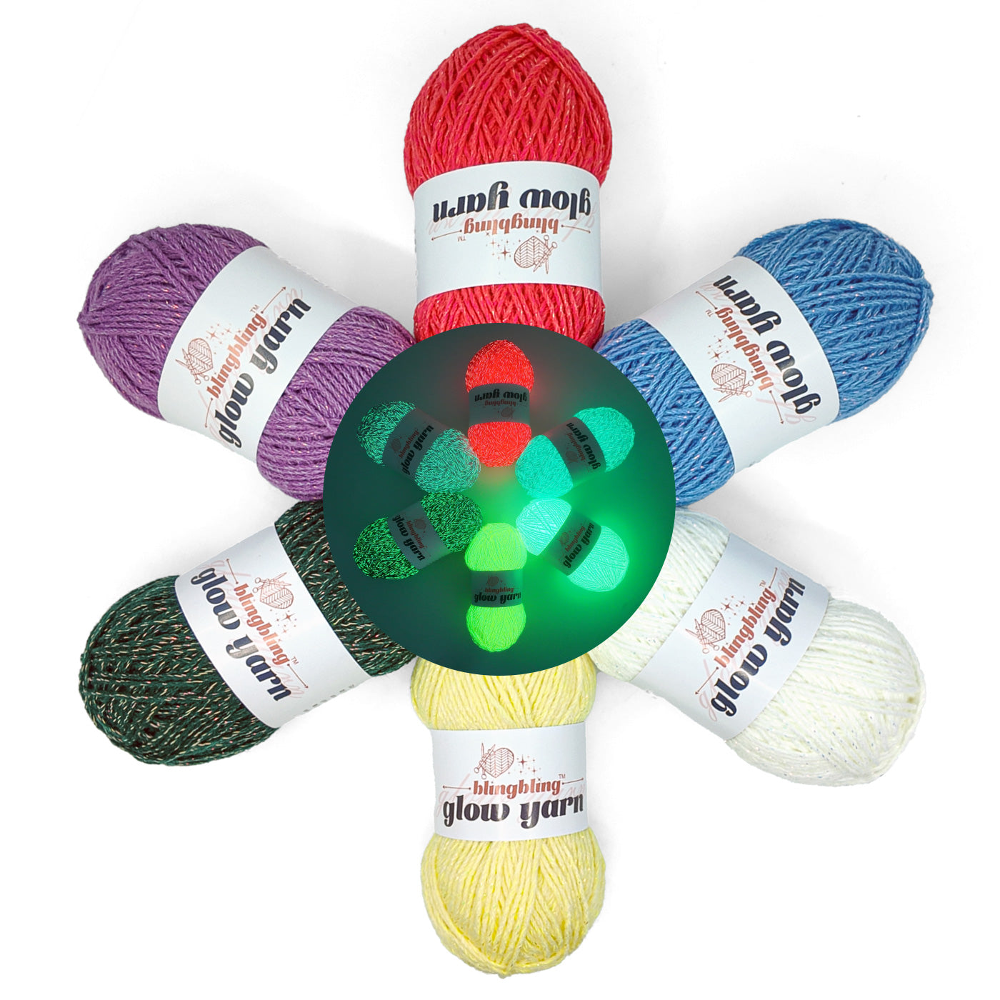 Glow-in-the-Dark Metallic Yarn - Premium Quality for Crochet & Knitting(40 Colors)