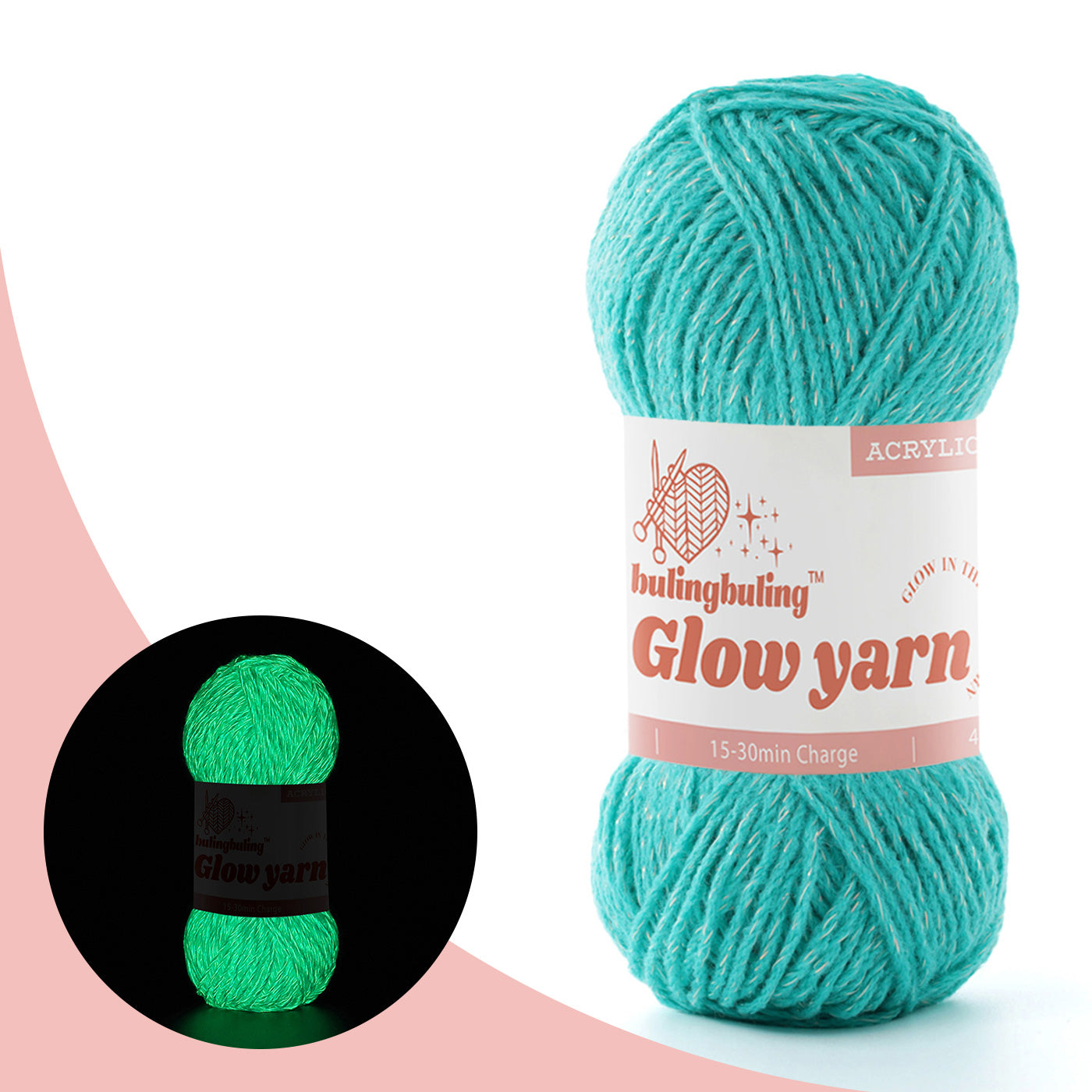 Glow-in-the-Dark Metallic Yarn - Premium Quality for Crochet & Knitting - 40 Colors