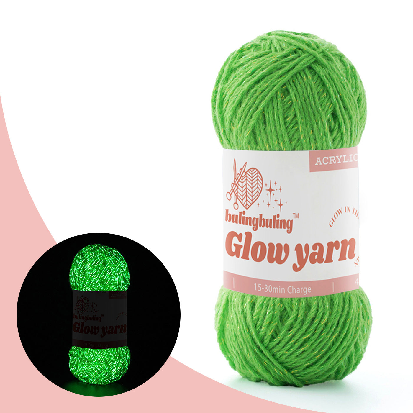 Glow-in-the-Dark Metallic Yarn - Premium Quality for Crochet & Knitting - 40 Colors