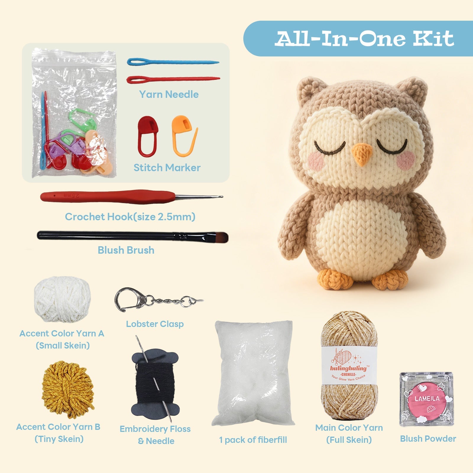 All - in - One Owl Embroidery Starter Kit for Beginners | Cute Bird Pattern - BlingBlingYarnAll - in - One Owl Embroidery Starter Kit for Beginners | Cute Bird PatternBlingBlingYarnBlingBlingYarn