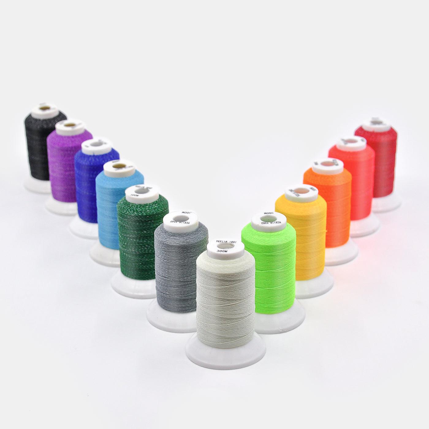 Glow-in-the-Dark Embroidery Thread Set - 12 Colors Package (300M) - BlingBlingYarn