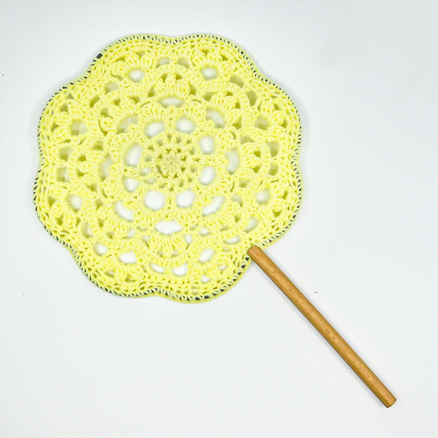 Handmade Crochet Yellow Flower Fan - BlingBlingYarn