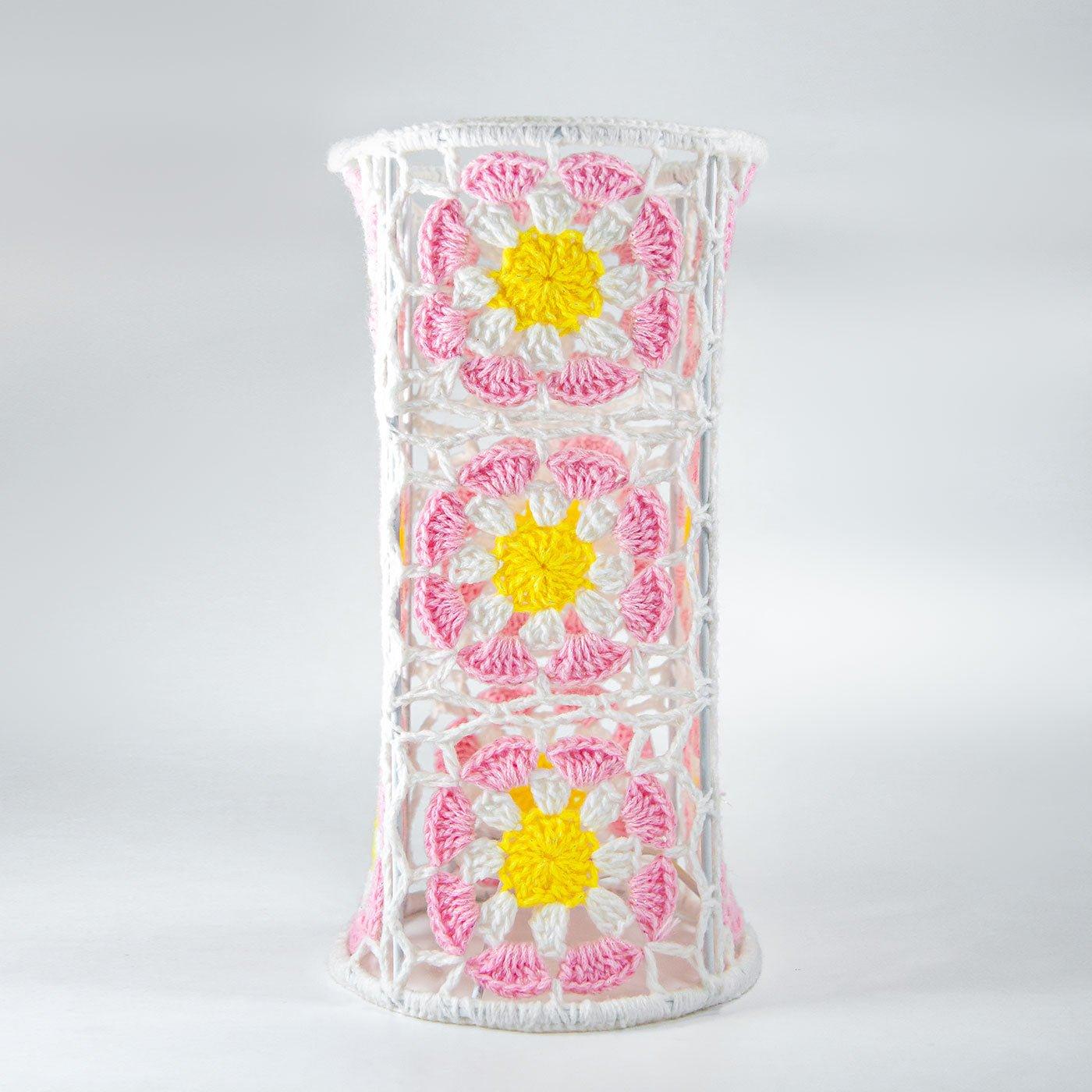 Handmade Crocheted Granny Square night lamp - BlingBlingYarn