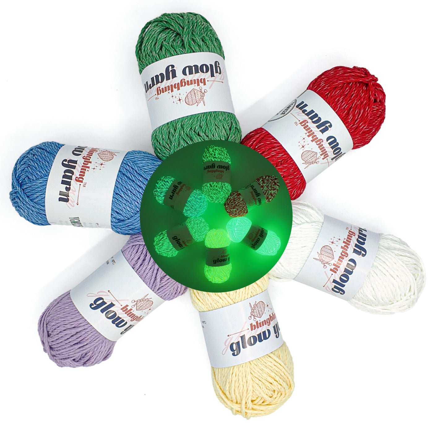 High Brightness Polyester Glow - in - the - Dark Yarn(41 color package) - BlingBlingYarnHigh Brightness Polyester Glow - in - the - Dark Yarn(41 color package)yarnBlingBlingYarnBlingBlingYarnYGMX28-FC001-50g
