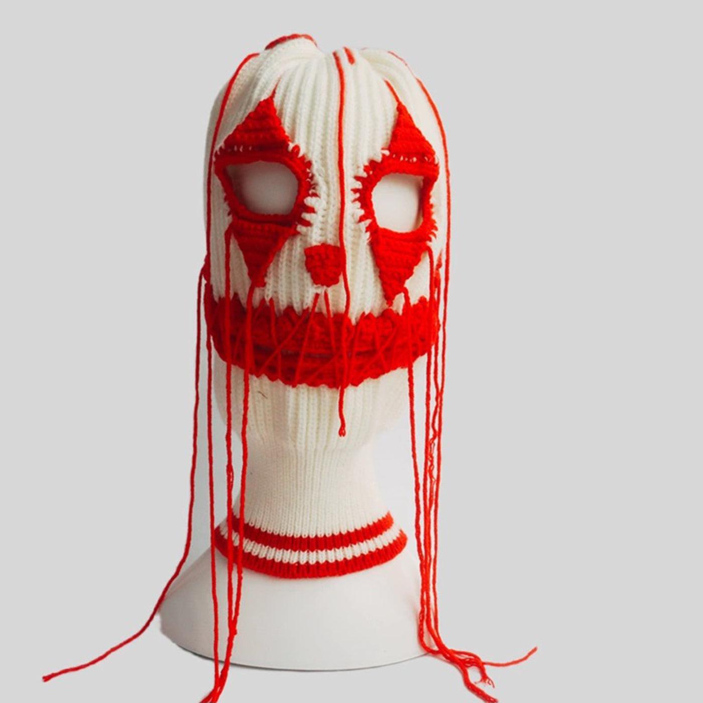 Mesmerizing Glow Yarn Knitted Clown Head Mask - BlingBlingYarn