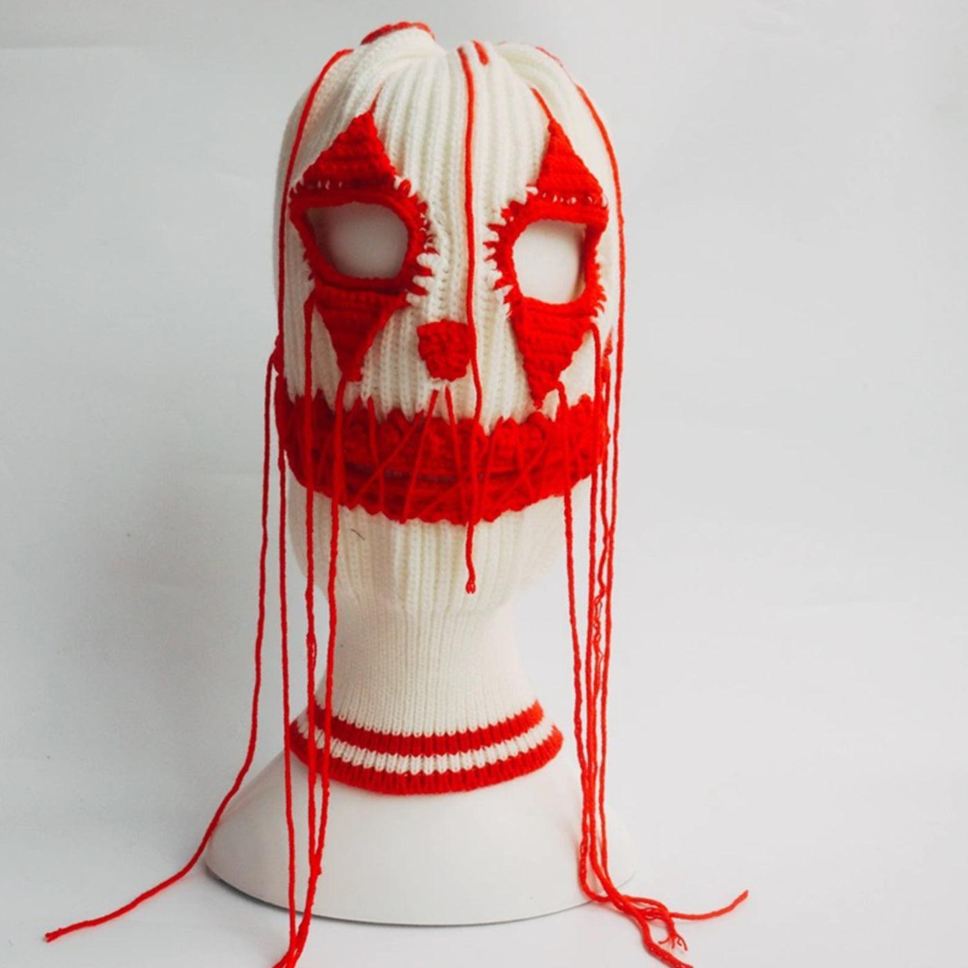 Mesmerizing Glow Yarn Knitted Clown Head Mask - BlingBlingYarn