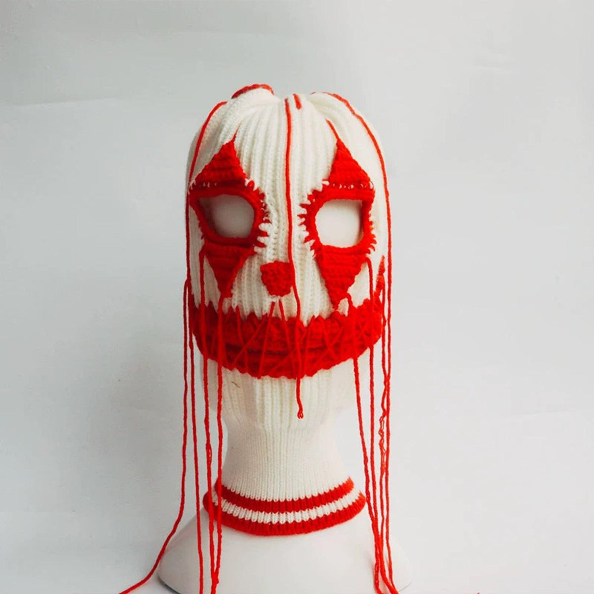 Mesmerizing Glow Yarn Knitted Clown Head Mask