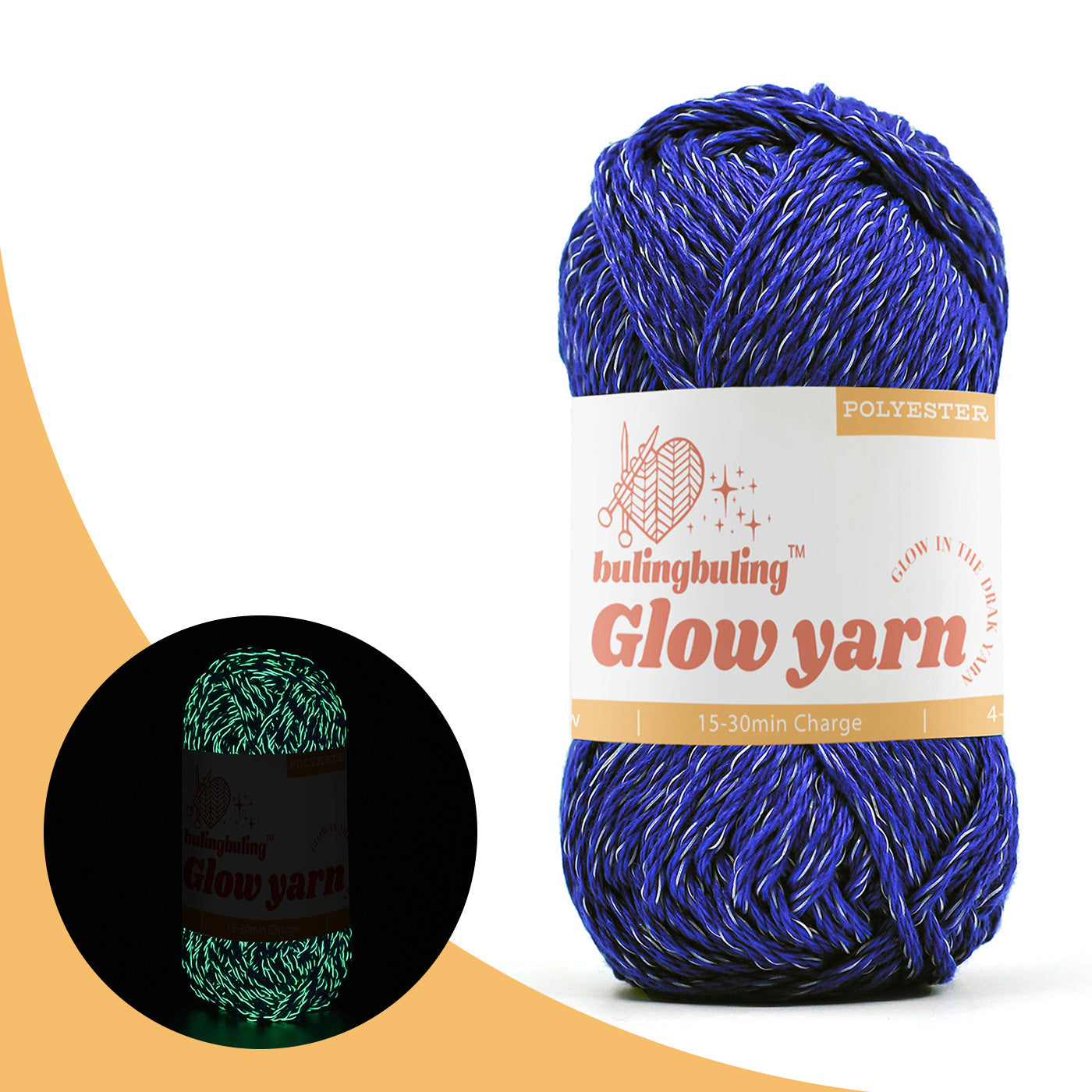 High Brightness Polyester Glow-in-the-Dark Yarn - 34 color