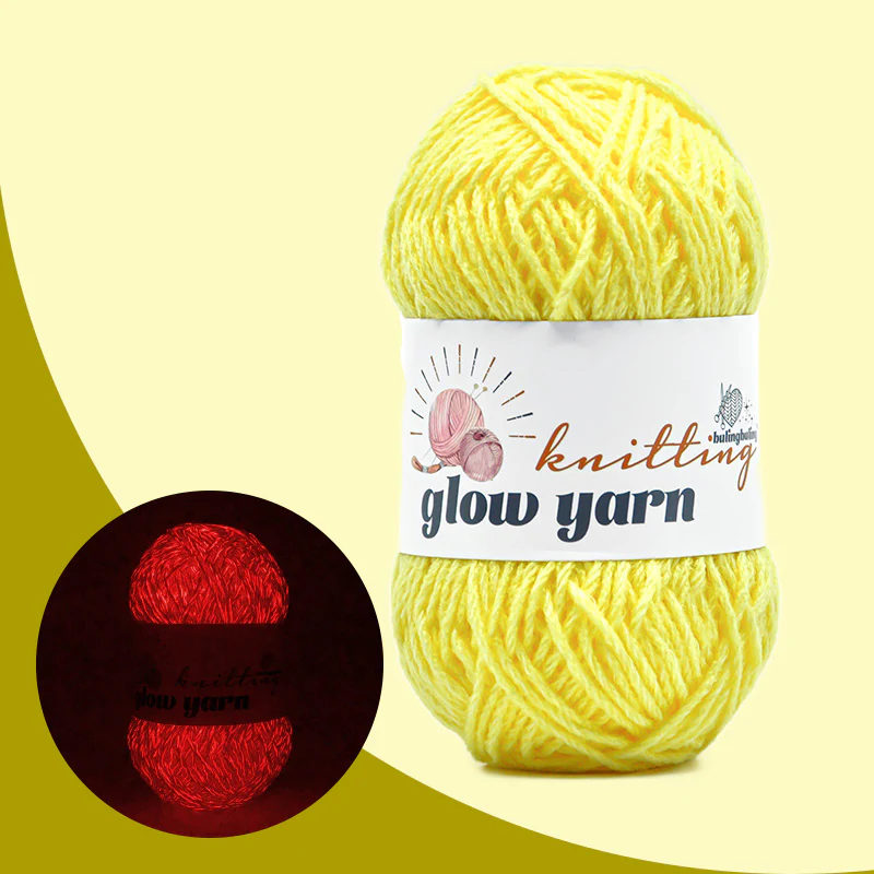 Premium Glow-in-the-Dark Acrylic Yarn with Metallic Shine - 5 colors