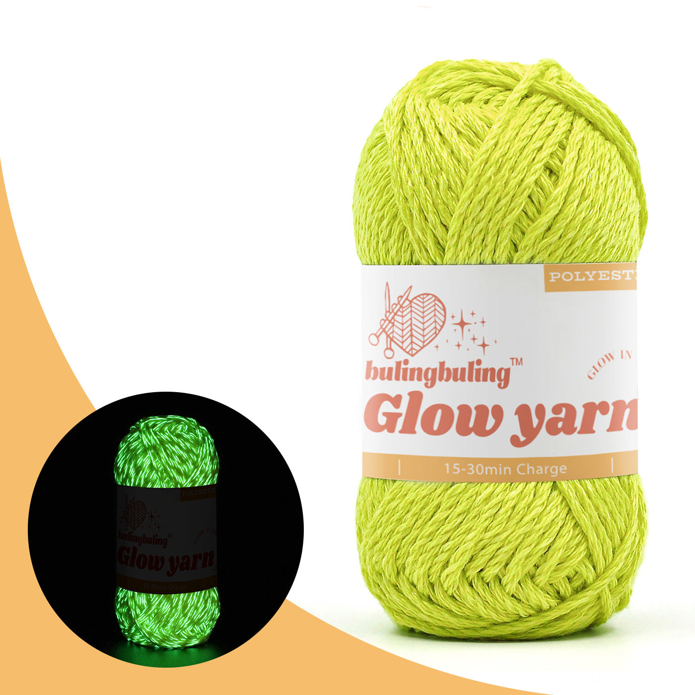 High Brightness Polyester Glow-in-the-Dark Yarn - 34 color