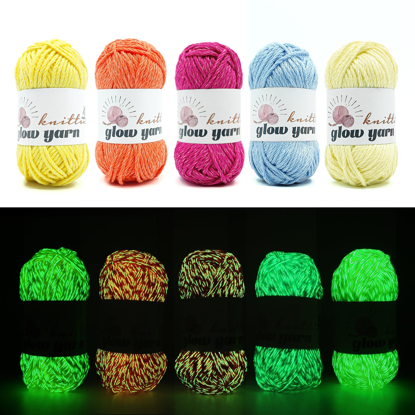 Traditional  High Brightness  Glow-in-the-Dark Yarn（11 color package)