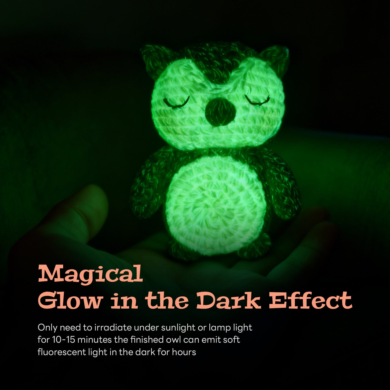 Glow-in-the-Dark Owl Crochet Kit Packaging – All-in-One Beginner Craft Set