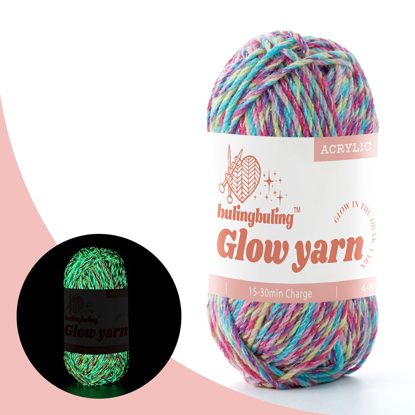 Glow in the Dark Rainbow Twist Yarn for Crochet - 6 colors