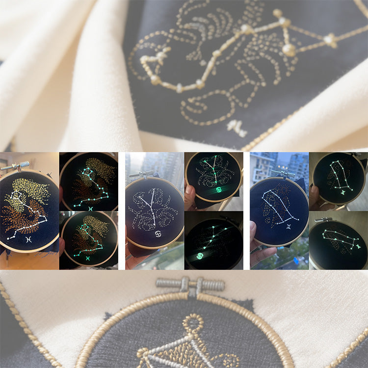 12 Constellation Luminous Sashiko Embroidery Kit | Create Starry Ambiance Even as a Beginner