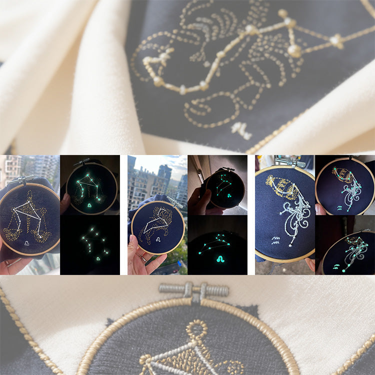 12 Constellation Luminous Sashiko Embroidery Kit | Create Starry Ambiance Even as a Beginner
