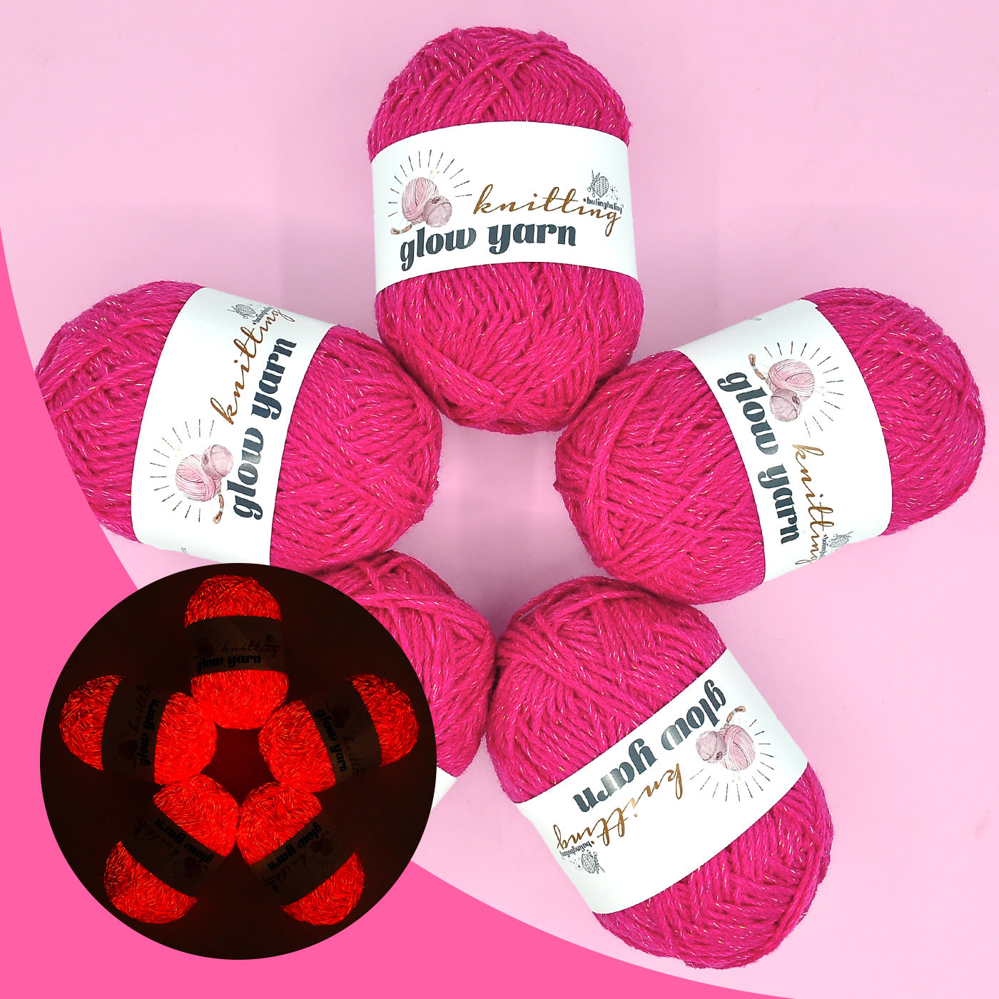 Fuchsia Acrylic Metallic Glow Yarn – Perfect for Christmas Crochet