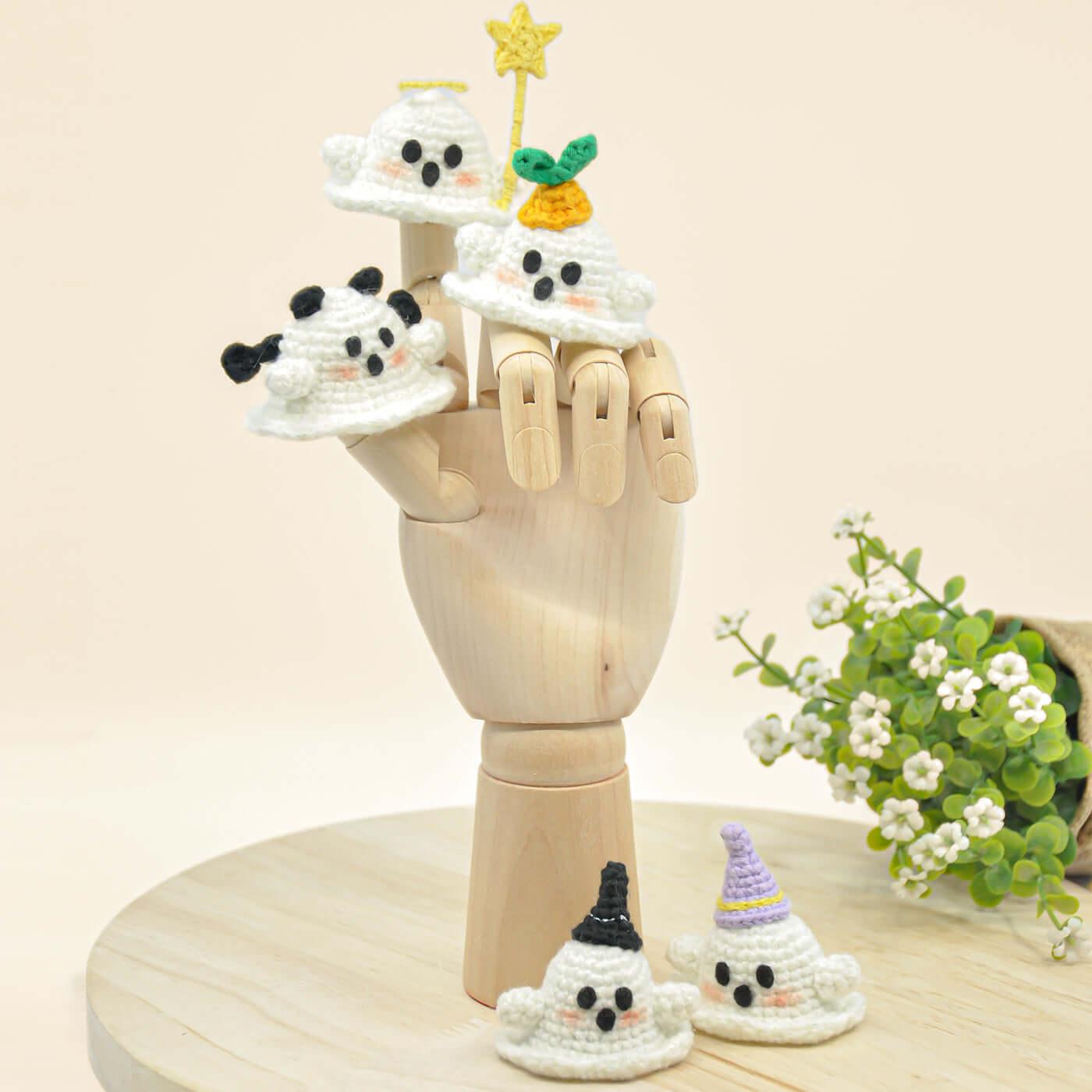 Beginner Finger Ghost Crochet DIY Material Kit (set of 5 shapes)