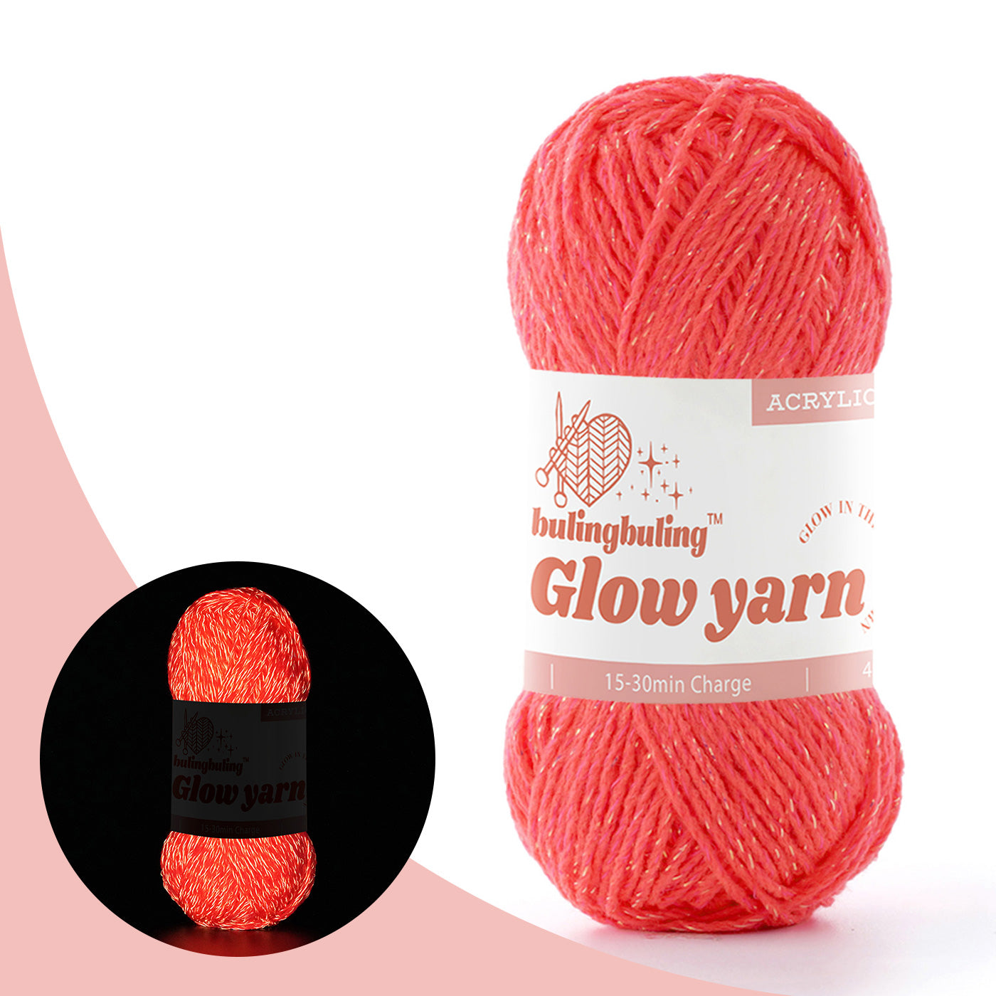 Red Glow in the Dark Acrylic Yarn with Metallic Sparkle – Yarn Michaels - 5colors