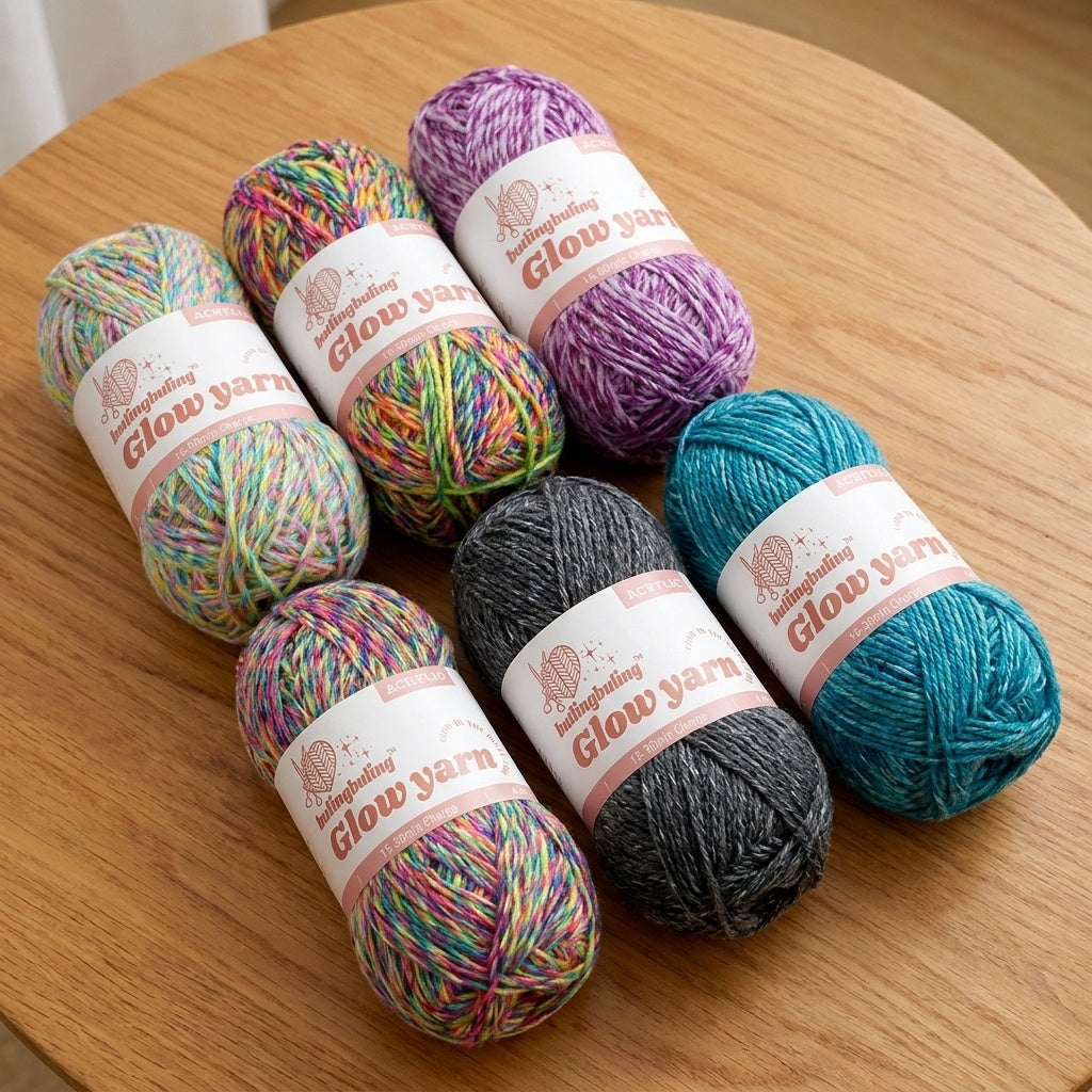 フェイスカラー GALAXY GLOW Glow in the Dark Rainbow Twist Yarn for Crochet - 6 colors