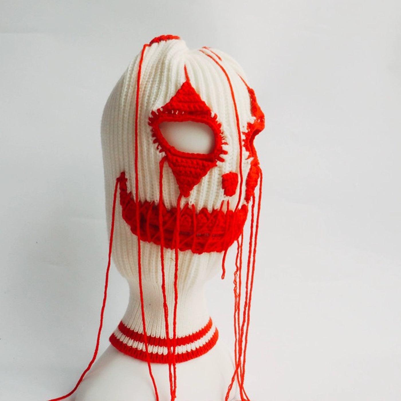 Mesmerizing Glow Yarn Knitted Clown Head Mask - BlingBlingYarn